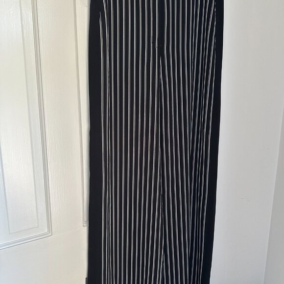 BCBGMAXAZRIA High Rise Wide Leg Pants Stripe Black - Size L - Picture 5 of 8